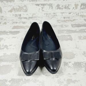 NEW Cole Haan Zerogrand Bow Skimmer Black Leather Slip On Pointy Toe Flats W593